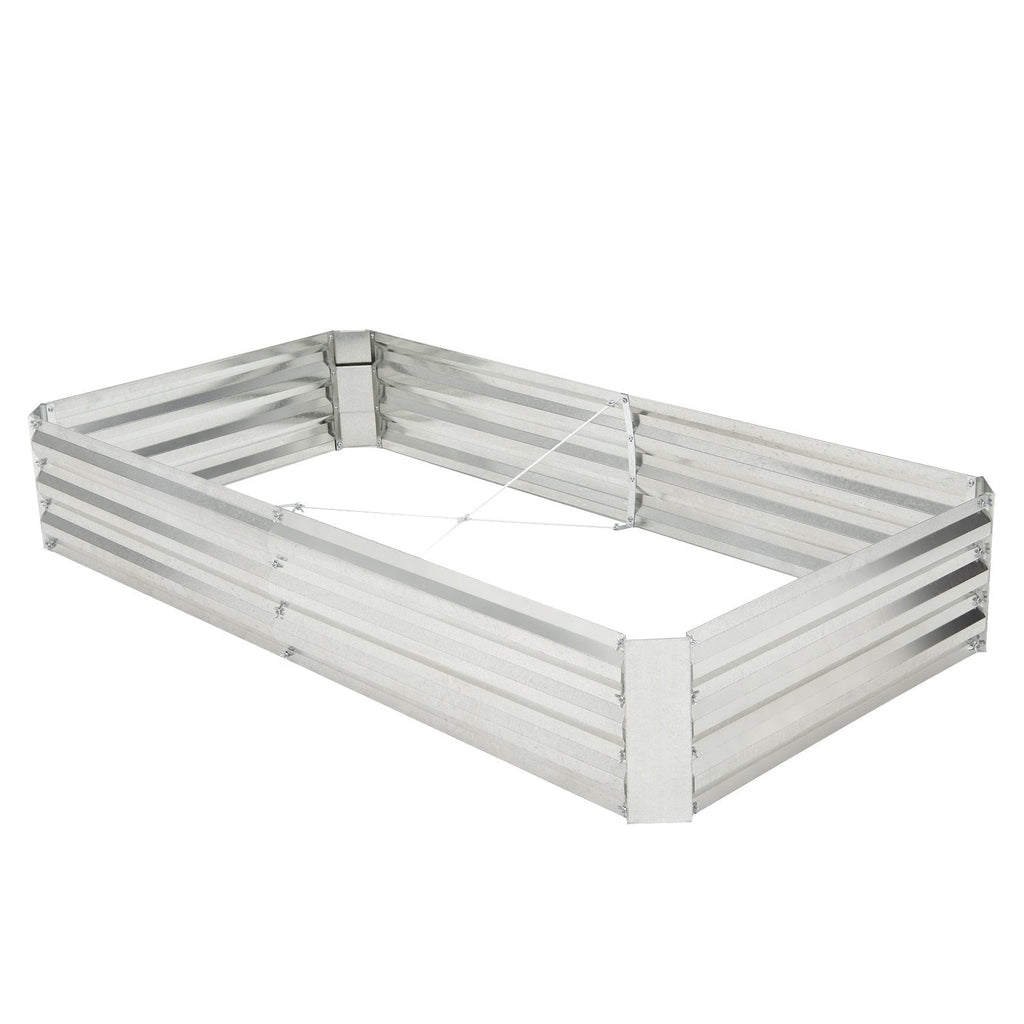 Cama de jardín elevada de metal galvanizado con base abierta, 6 × 3 pies
