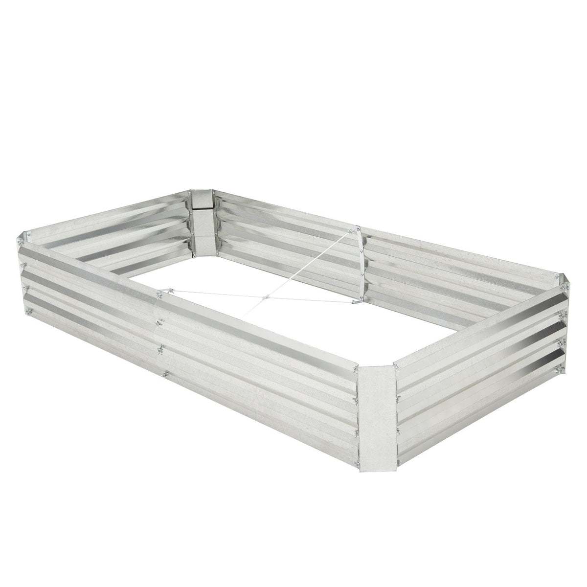 Cama de jardín elevada de metal galvanizado con base abierta, 6 × 3 pies