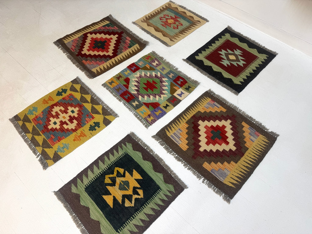 Mini afghanische Kelimteppiche | 60 x 60 cm