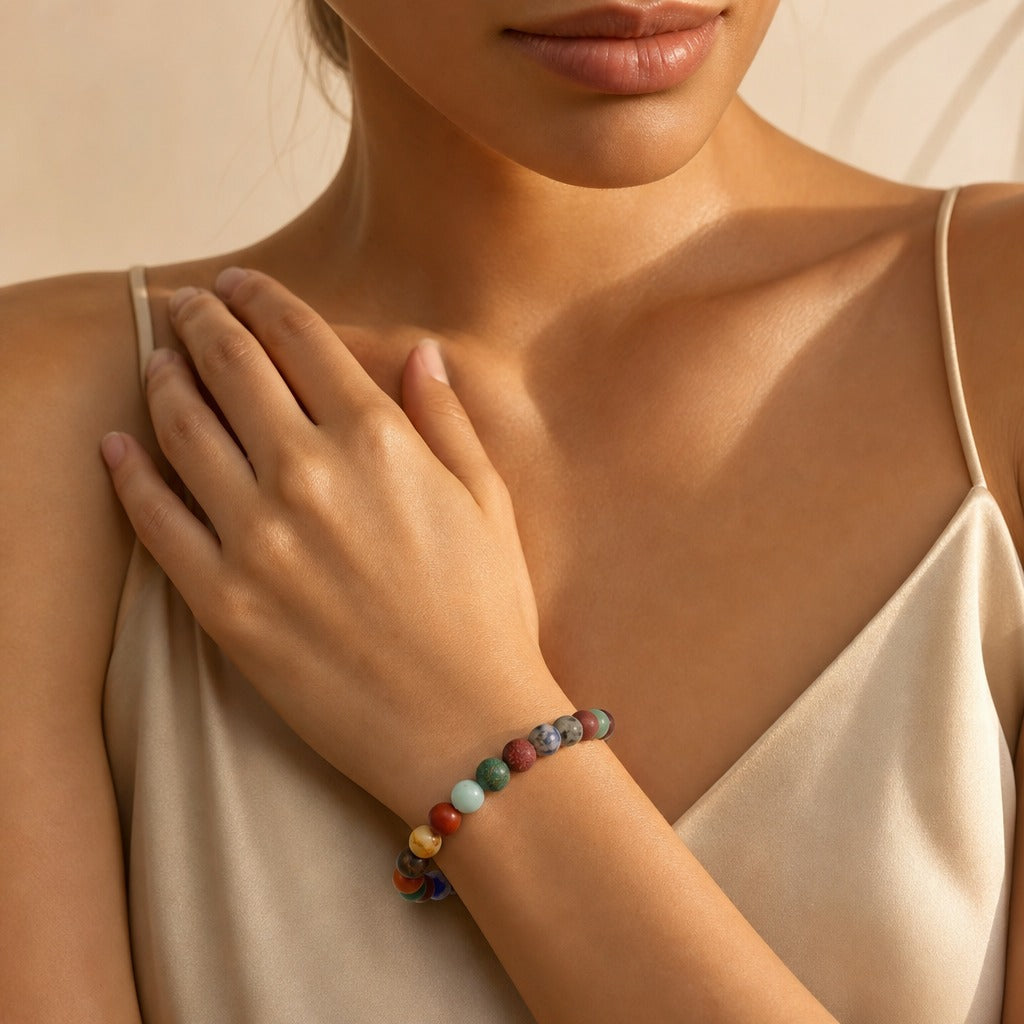Mix Stones Matte Round Bracelet - 8mm