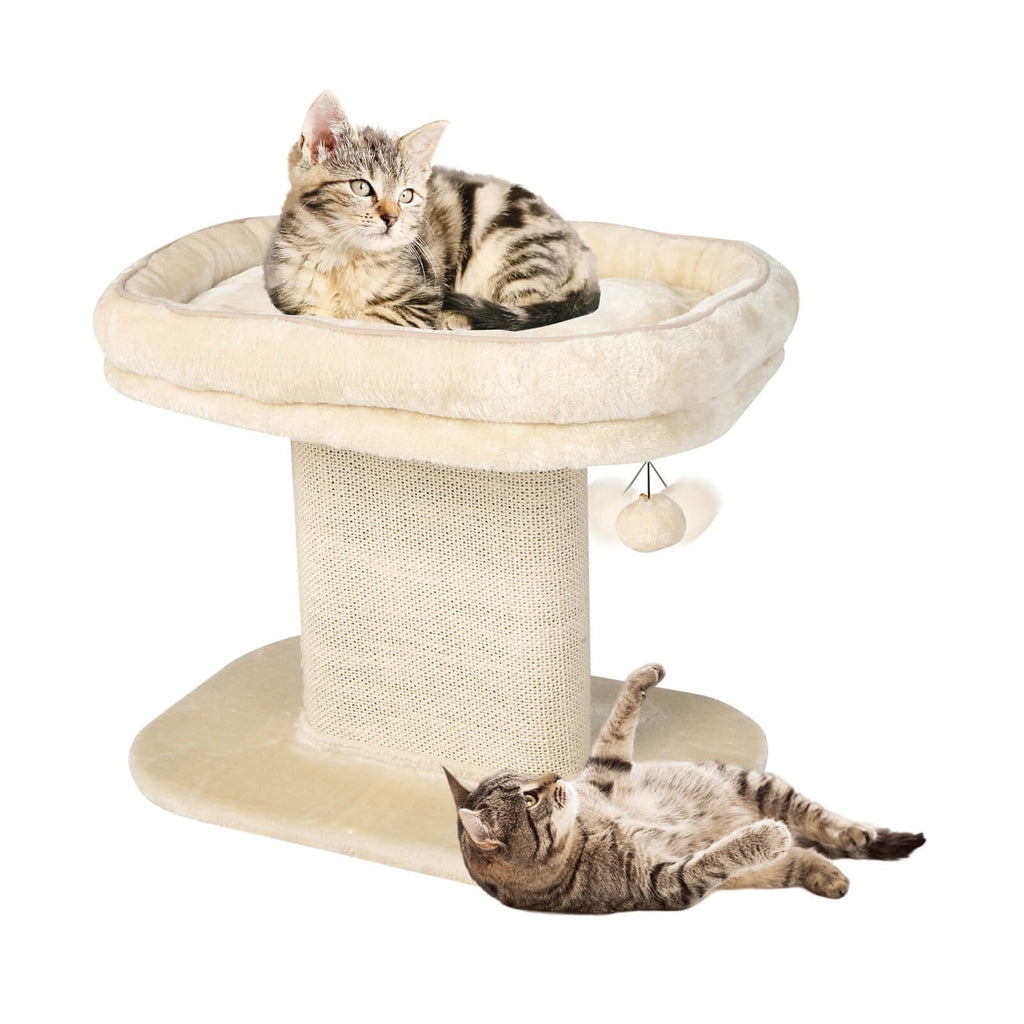 高さ19.5インチのキャットパーチ（サイザル麻柱付き、24インチのプラッシュベッド）
