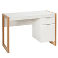 Bureau d'ordinateur moderne Table d'étude Poste de travail avec armoire et tiroir-Blanc