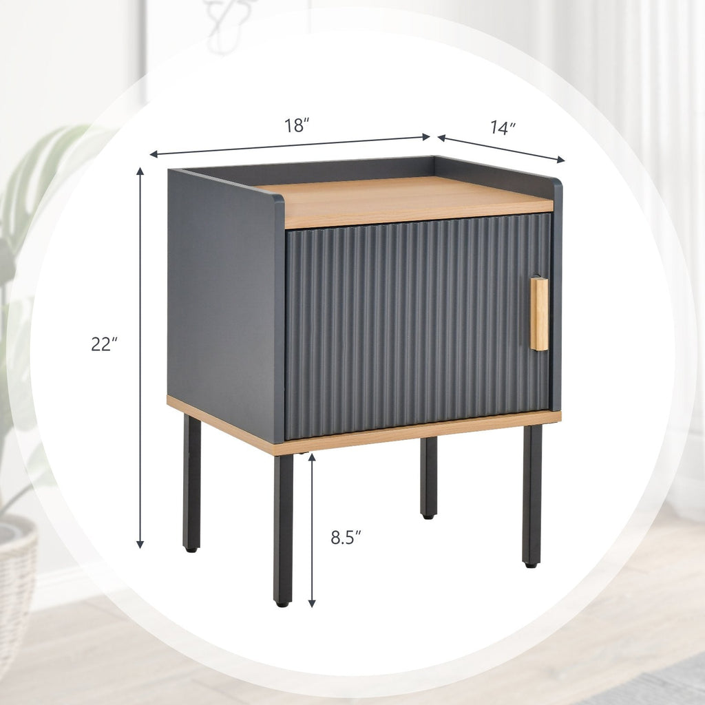 Nachttisch und Beistelltisch mit Türschrank, Grau