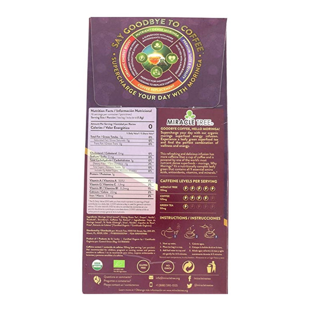 Organic Moringa Energy Tea - Grape Vanilla - Natural Coffee Gold Milo