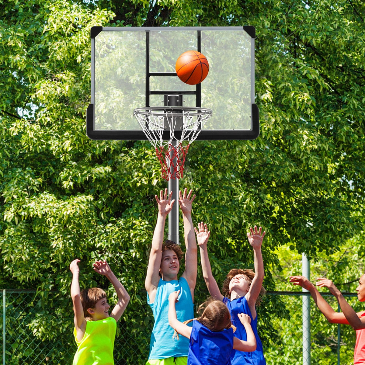 Panier de basket avec hauteur réglable de 1,65 à 2 m et panneau de 127 cm - Noir