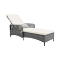 Sillón chaise longue de ratán gris mix con respaldo de 6 niveles, cojín y cojín lumbar