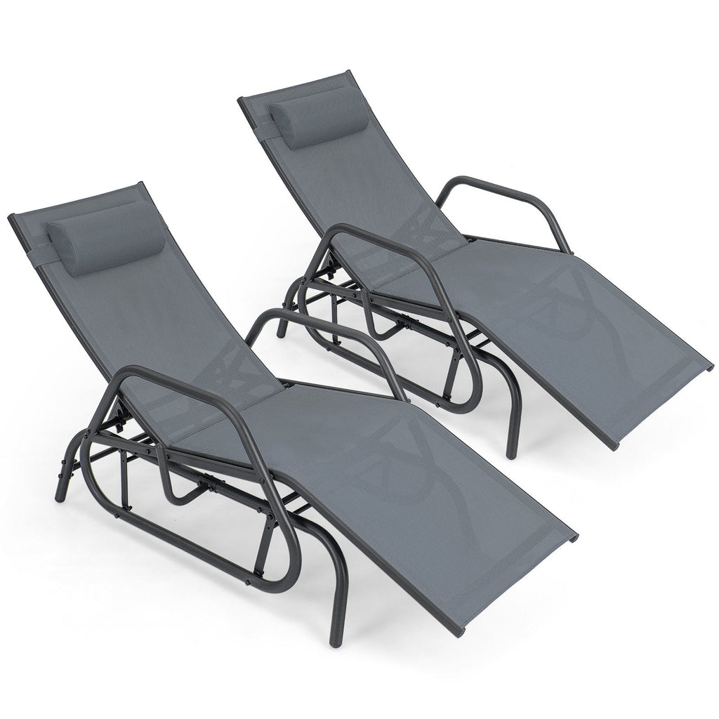 Outdoor-Schaukel-Liegestuhl mit Armlehnen und verstellbarem Kissen, Grau