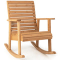 Silla mecedora de madera de abeto para exterior con respaldo alto - marrón