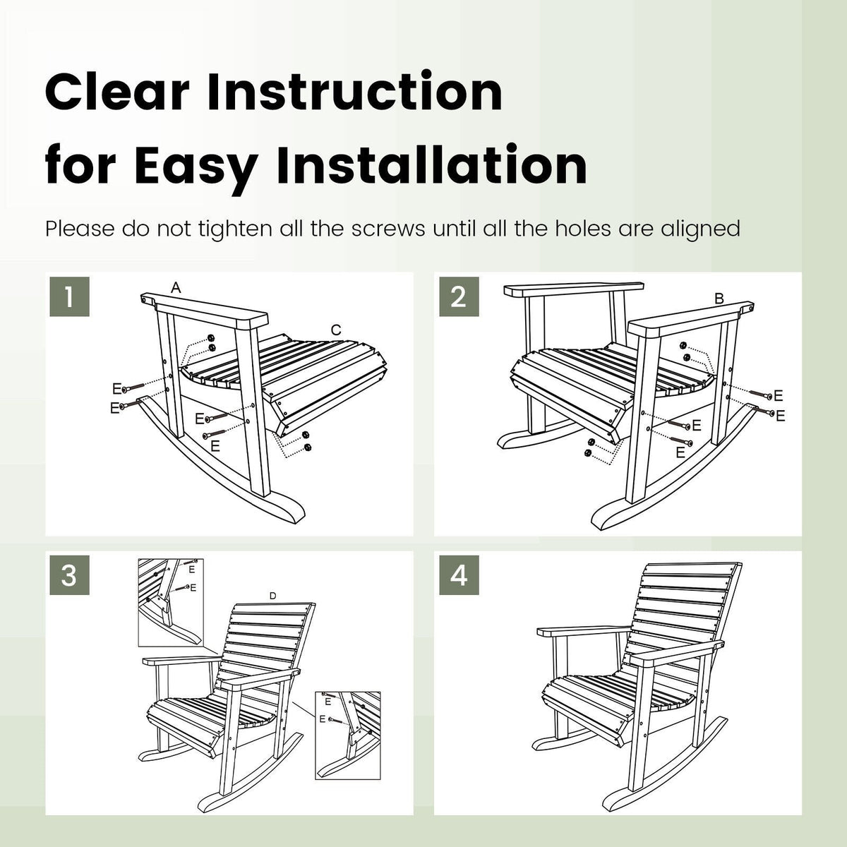 Silla mecedora de madera de abeto para exterior con respaldo alto - marrón