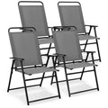 Lot de 4 chaises pliantes d'extérieur avec accoudoirs et dossier - Grises