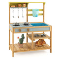 Cocina de barro de exterior para niños con grifo de agua corriente, depósito de agua y fregadero extraíble