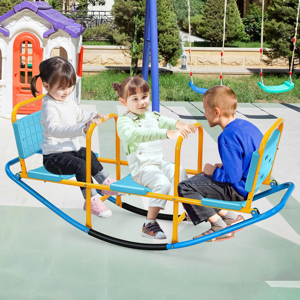 Balancín giratorio infantil para exteriores para niños de 3 a 8 años - Azul
