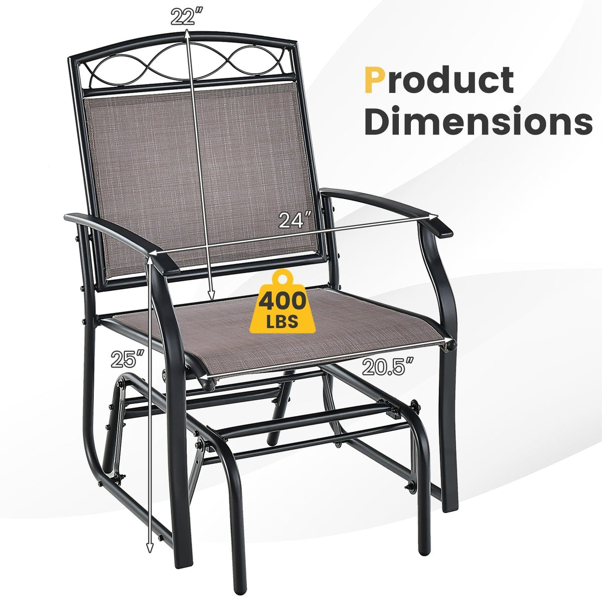 Juego de 2 sillones mecedora metálicos para exterior con tela resistente a la intemperie