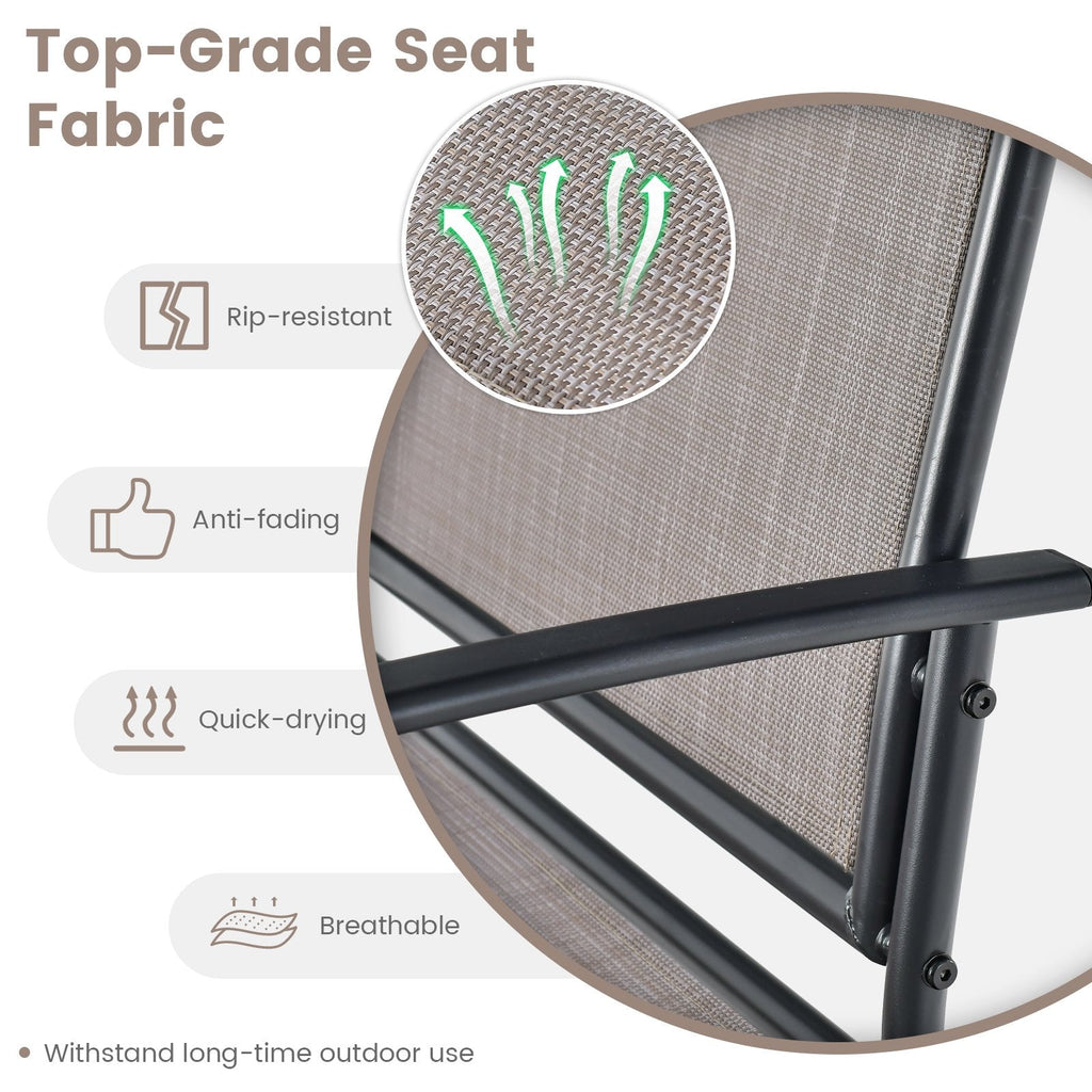 Juego de 2 sillones mecedora metálicos para exterior con tela resistente a la intemperie
