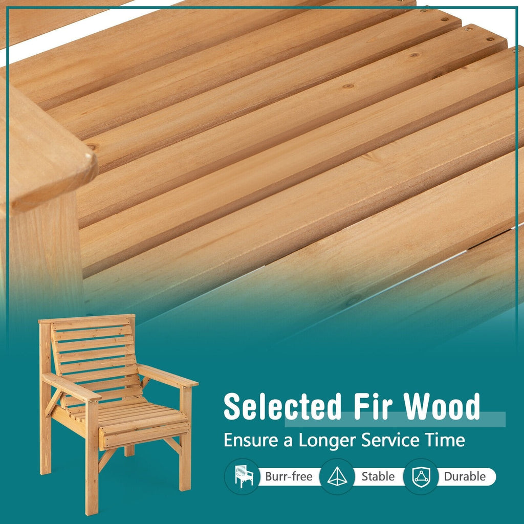 Outdoor-Stuhl aus massivem Tannenholz mit geneigter Rückenlehne – Braun