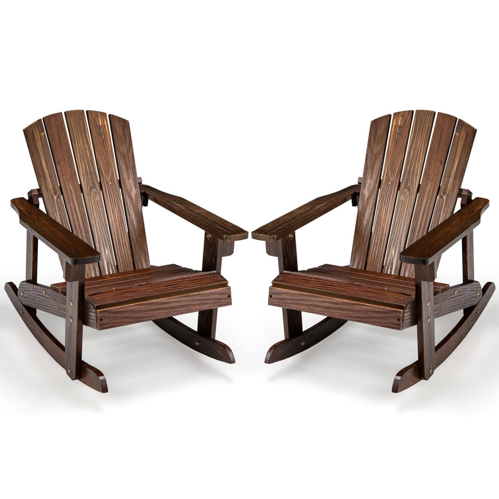 Adirondack-Schaukelstuhl aus Holz für Kinder für den Außenbereich mit Lattensitz – Kaffee