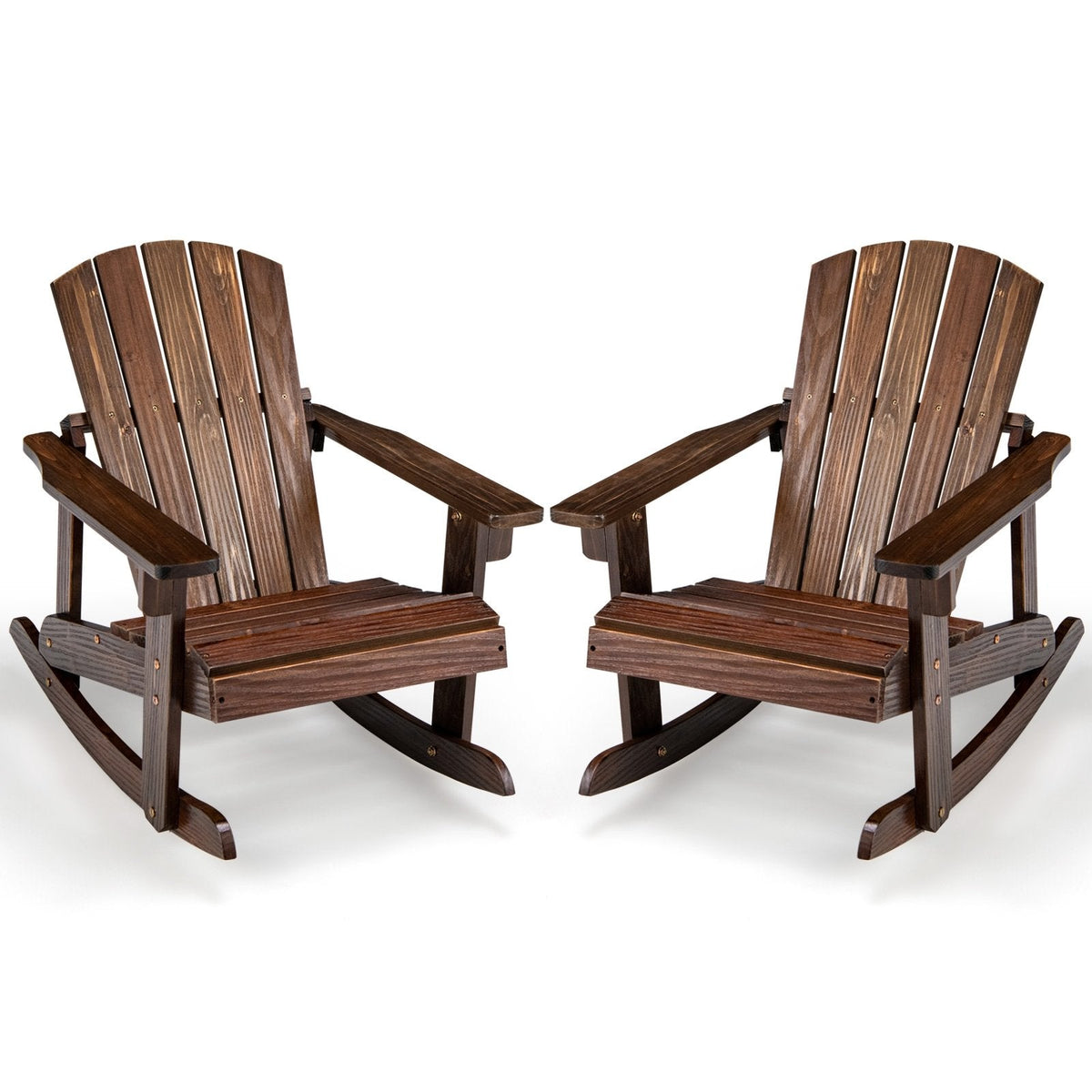 Adirondack-Schaukelstuhl aus Holz für Kinder für den Außenbereich mit Lattensitz – Kaffee