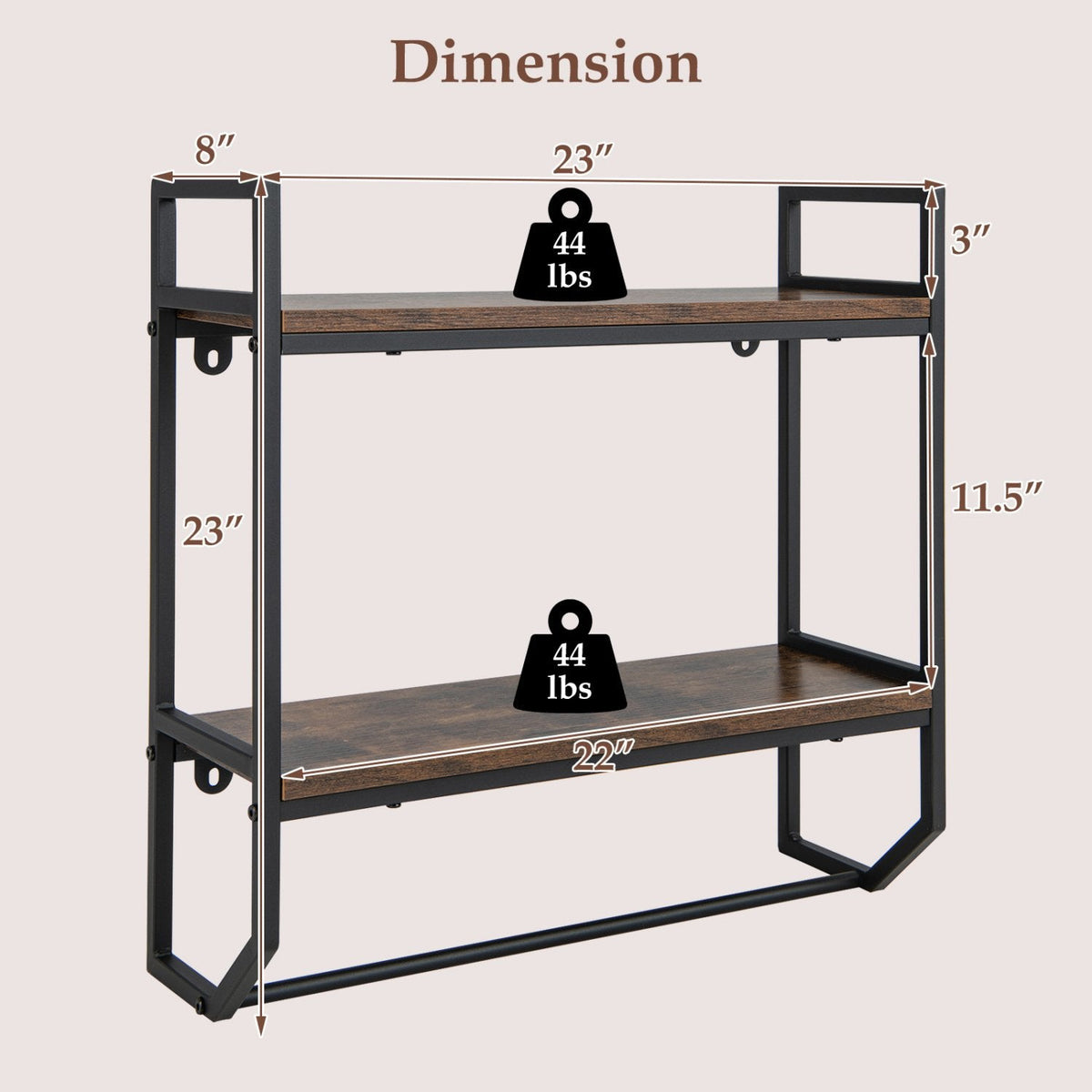 Estante de pared para baño sobre el inodoro con marco de metal
