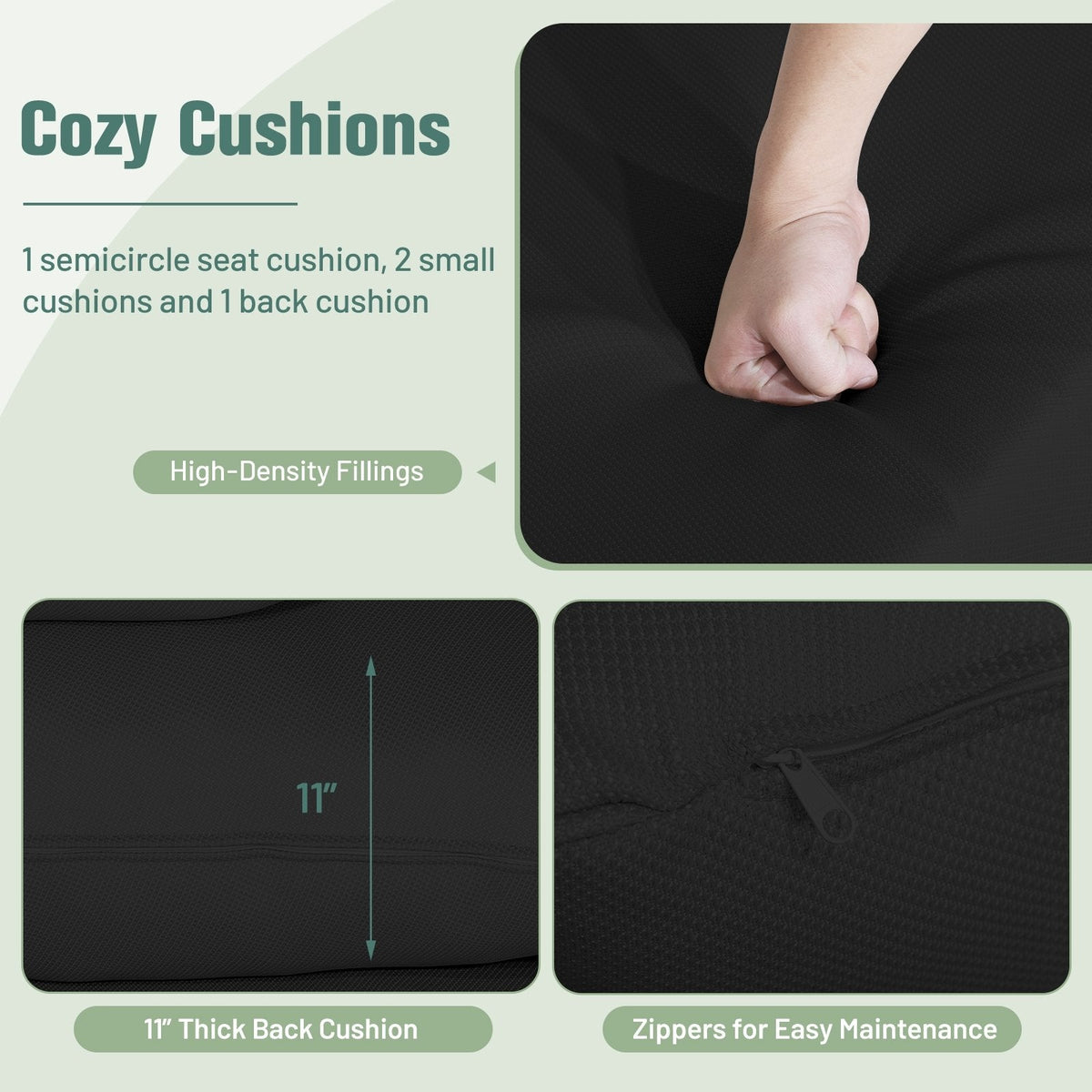 Sillón tipo huevo de mimbre extragrande con 4 cojines y capacidad de 450 lb, negro