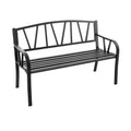 Gartenbank für die Terrasse mit Metallgestell und Lamellensitz – Schwarz