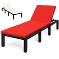 ラタン製ラウンジチェア（クッションカバー2枚付き）、レッド＆オフホワイト