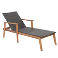 Chaise longue en acacia et osier avec dossier réglable en 4 positions, capacité de 800 lb