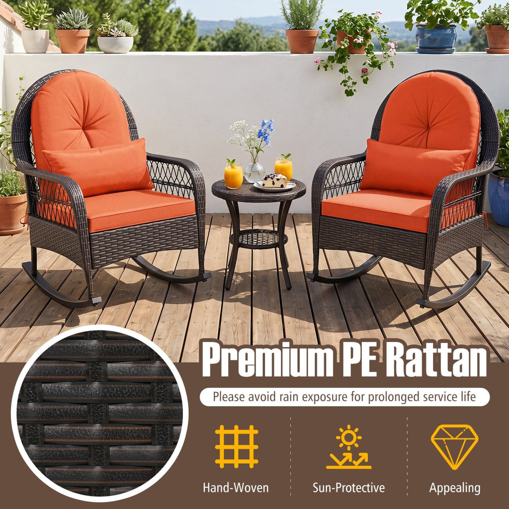 Rattanstuhl mit Sitzlehne und Nierenkissen – Rot