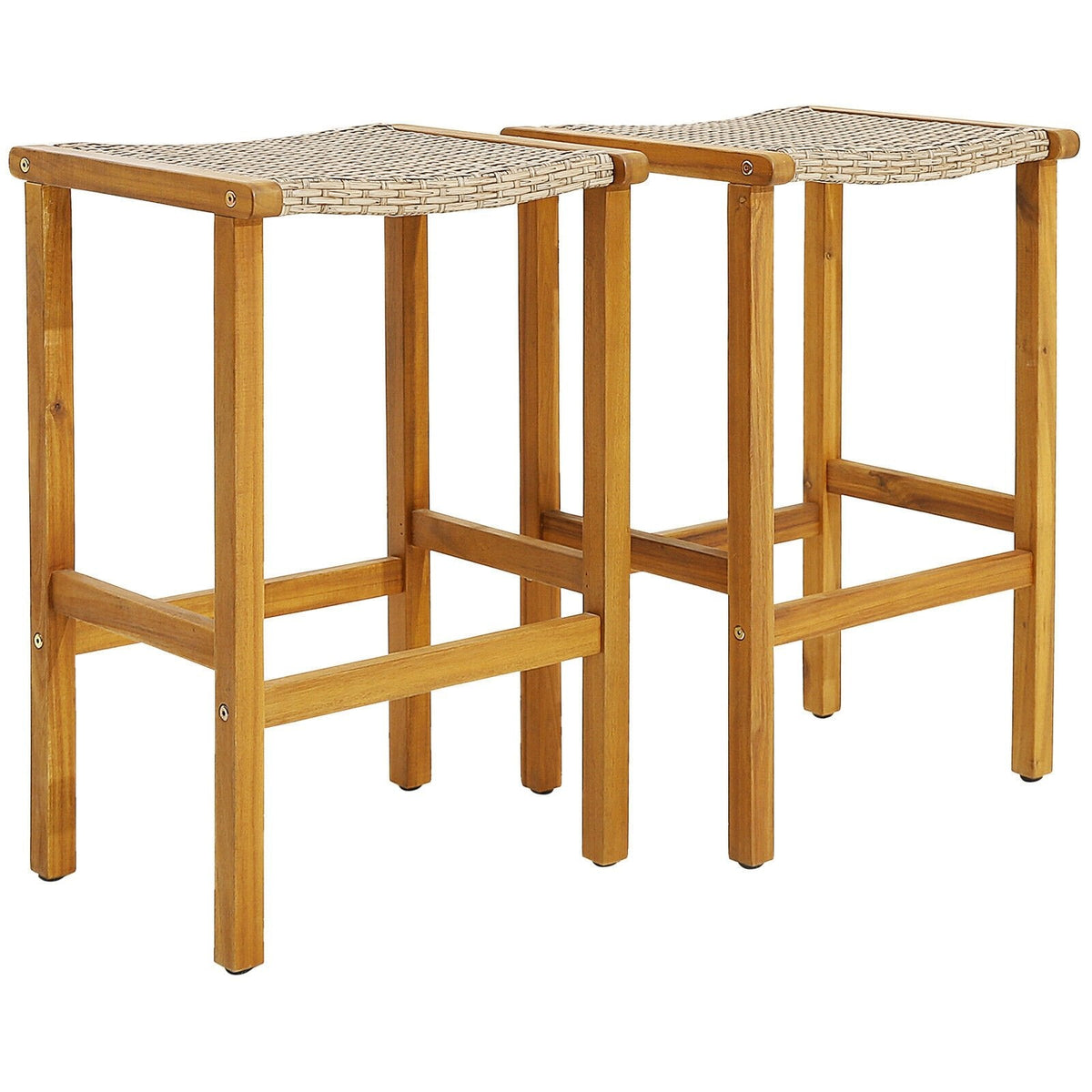 Tabourets de bar en bois pour patio, ensemble de 2/4 pièces - 2 pièces