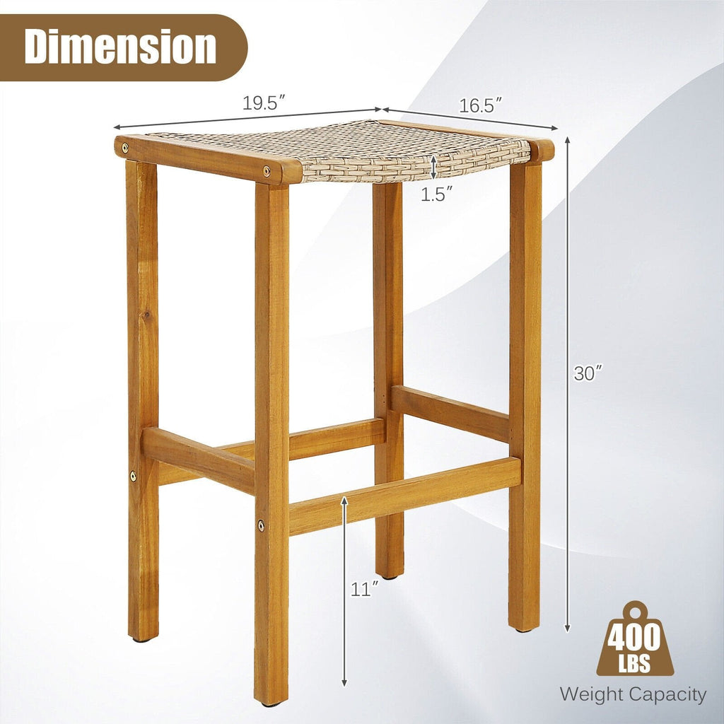 Tabourets de bar en bois pour patio, ensemble de 2/4 pièces - 2 pièces