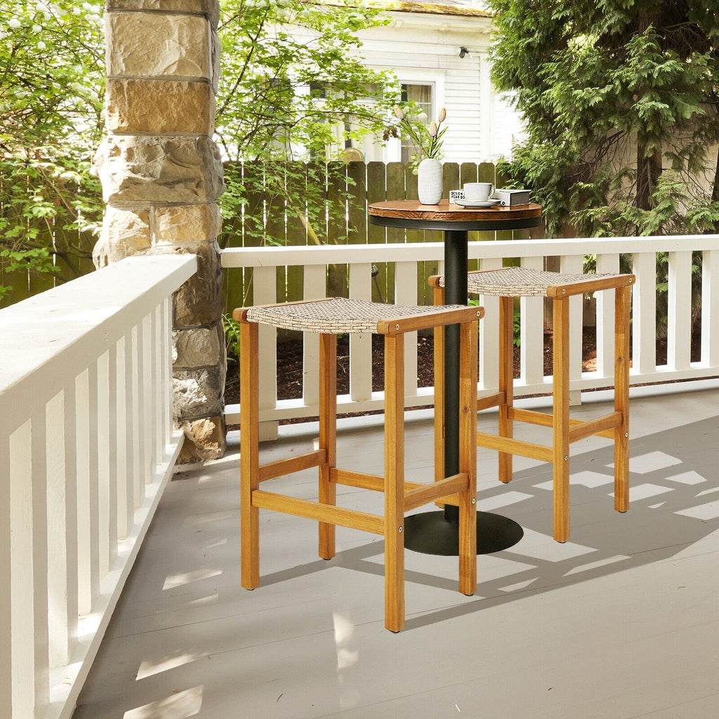 Tabourets de bar en bois pour patio, ensemble de 2/4 pièces - 2 pièces