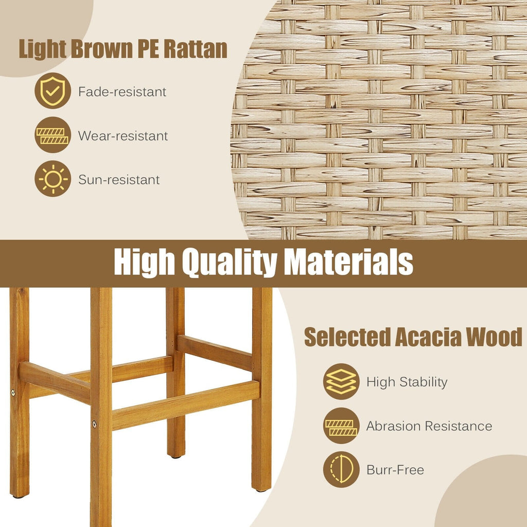 Tabourets de bar en bois pour patio, ensemble de 2/4 pièces - 2 pièces