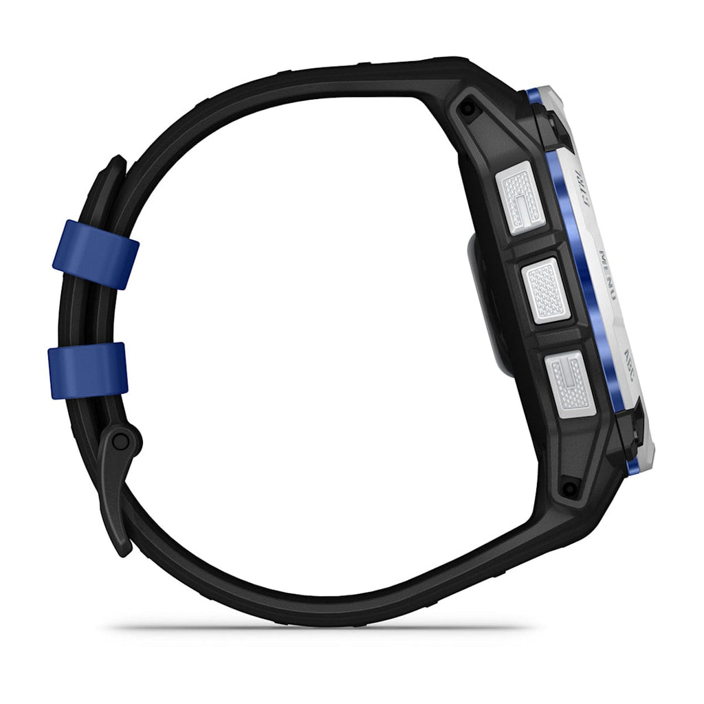 Instinct® 3 – 50 mm, Solar Whitestone con correa en Black/Bolt Blue
