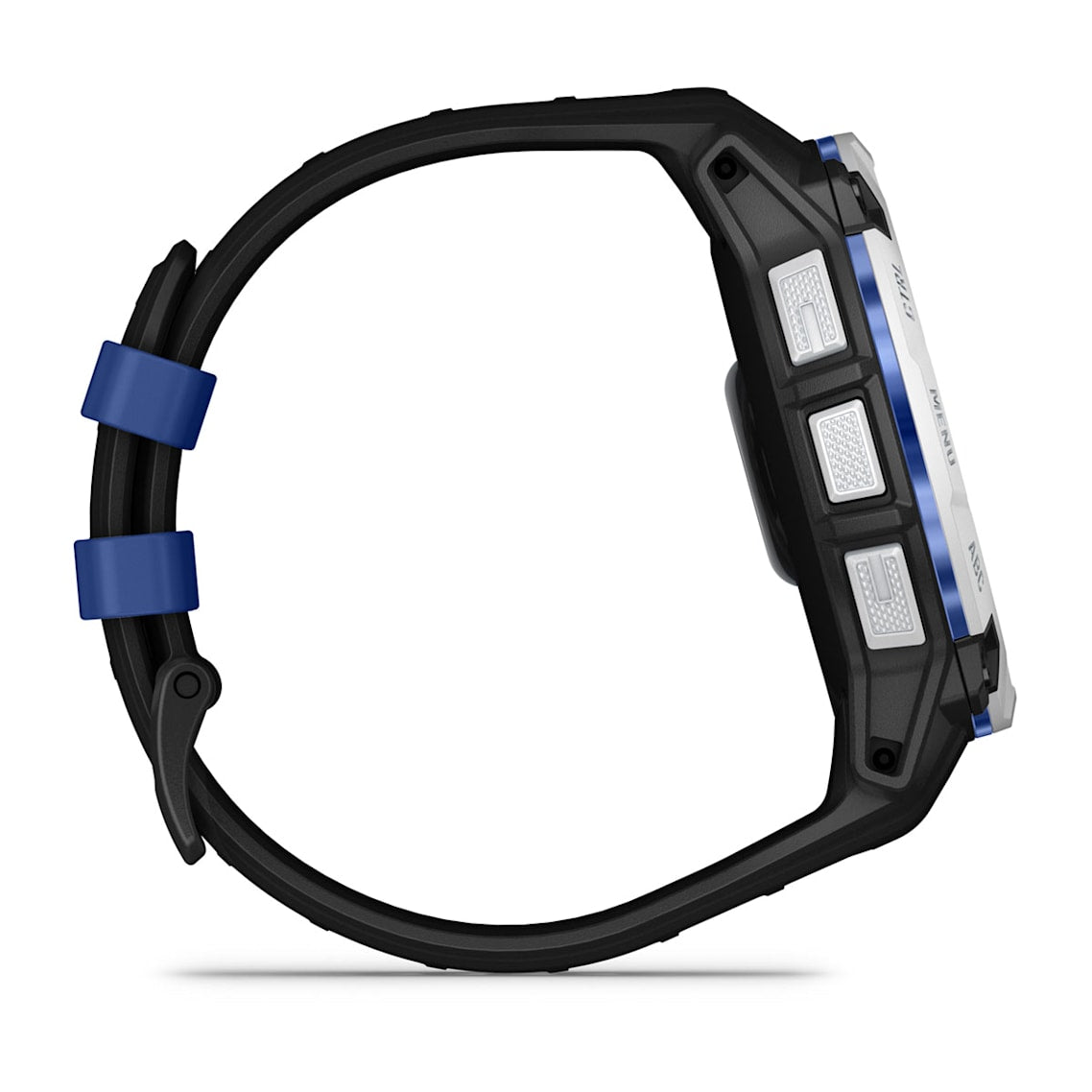 Instinct® 3 – 50 mm, Solar Whitestone con correa en Black/Bolt Blue