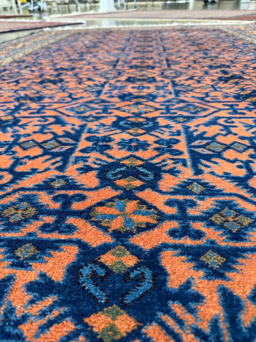 Persian Ardabil Rug — Apricot & Indigo Mahi Field | 5'9" × 9'