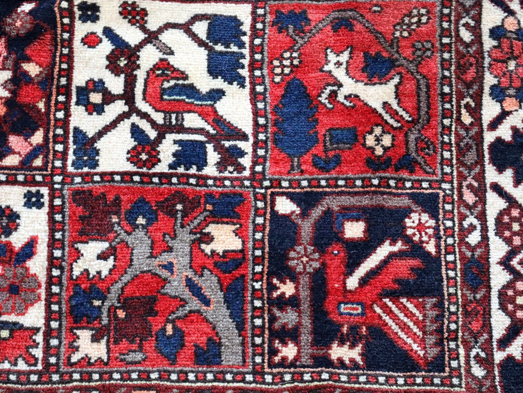 Persischer Bakhtiari-Teppich — Paneele mit Vögeln und Zypressengarten | 5'1" × 9'6"