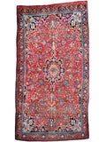 Persian Bidjar Rug — Ruby & Powder Blue Floral Medallion | 5'1" × 9'2"