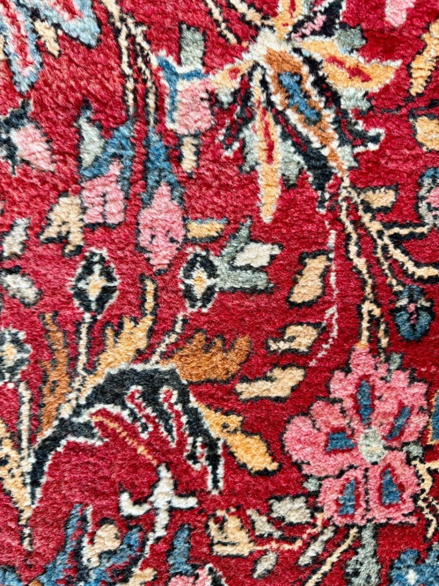 Persian Bidjar Rug — Ruby & Powder Blue Floral Medallion | 5'1" × 9'2"