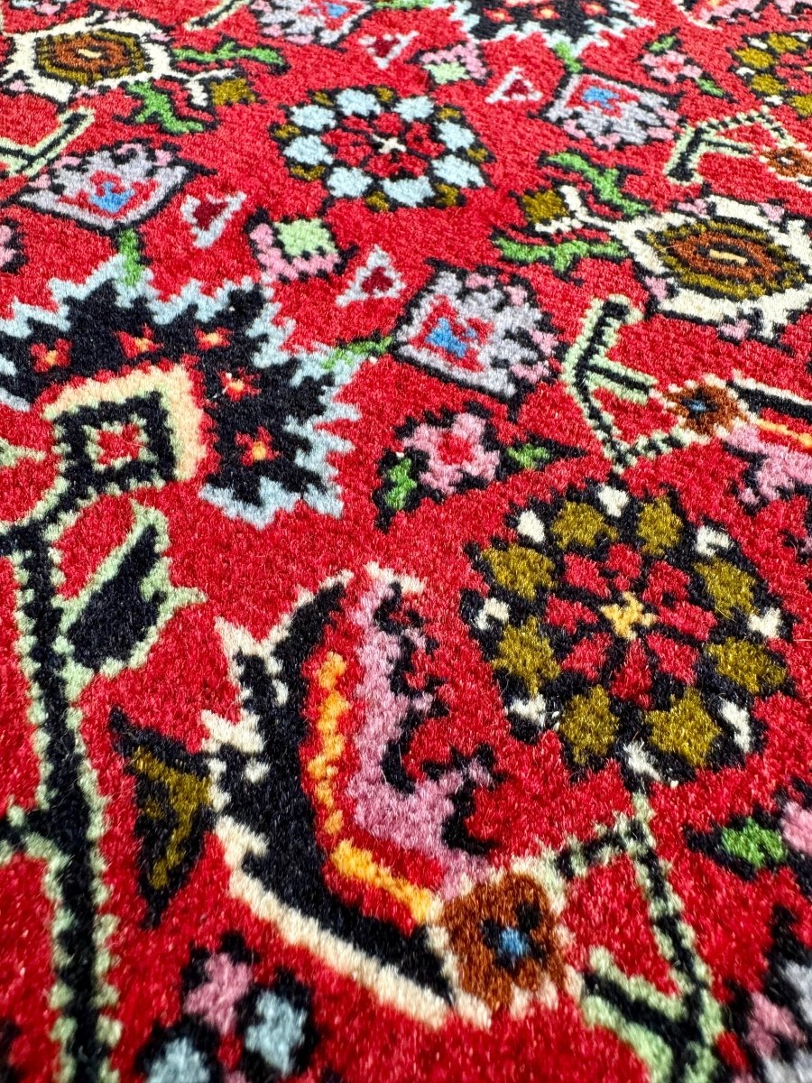 Persian Bidjar Rug — Ruby & Ivory Herati Medallion | 6'5" × 9'9"