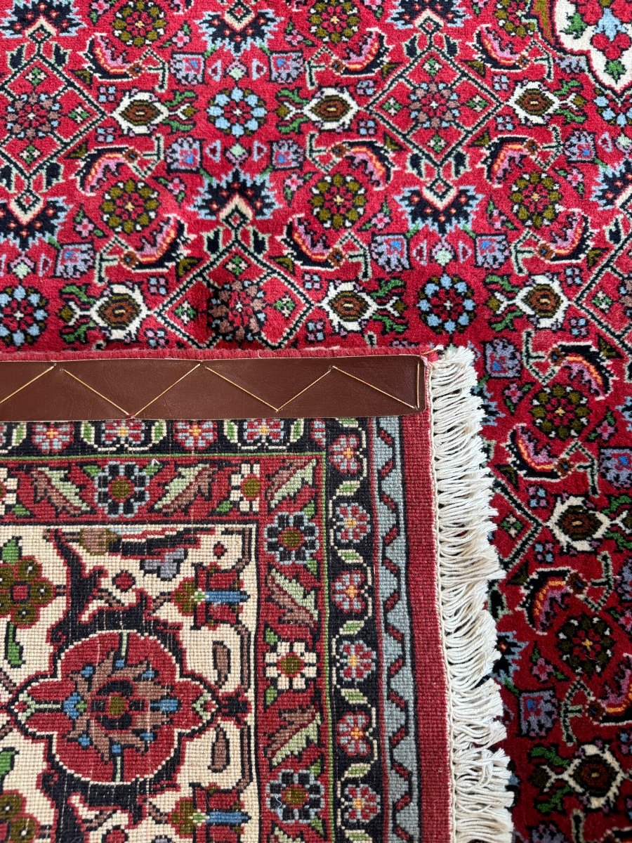 Persian Bidjar Rug — Ruby & Ivory Herati Medallion | 6'5" × 9'9"