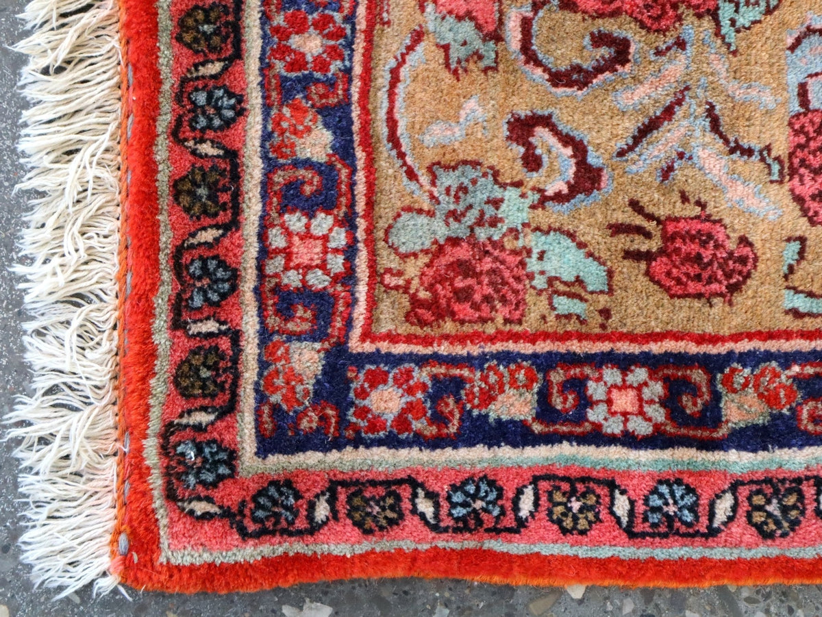 Persian Bidjar Rug — Mahi Field & Golden Gol Farang Border | 8'7" × 11'10"
