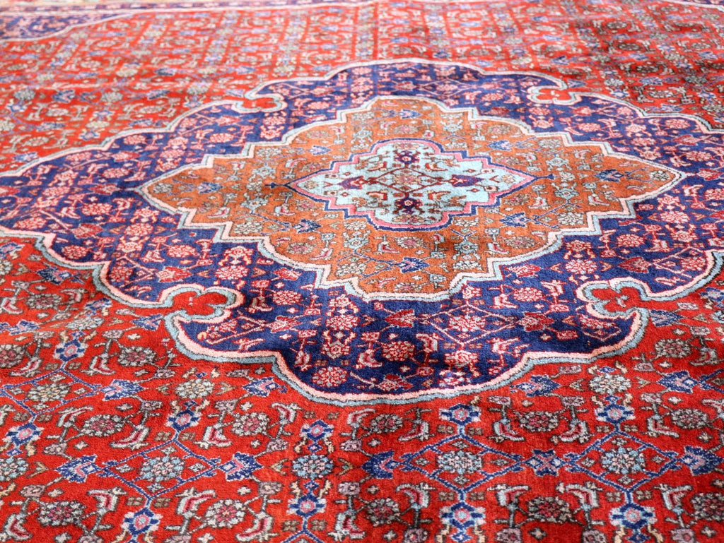 Persian Bidjar Rug — Mahi Field & Golden Gol Farang Border | 8'7" × 11'10"