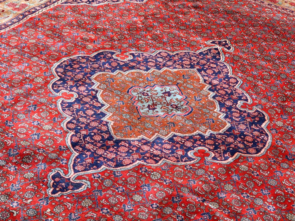 Persian Bidjar Rug — Mahi Field & Golden Gol Farang Border | 8'7" × 11'10"