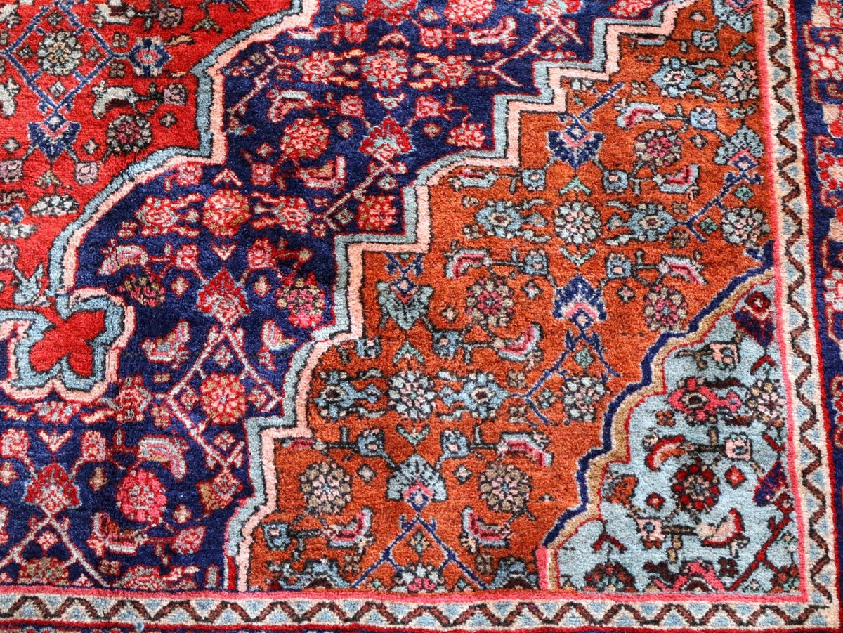 Persian Bidjar Rug — Mahi Field & Golden Gol Farang Border | 8'7" × 11'10"