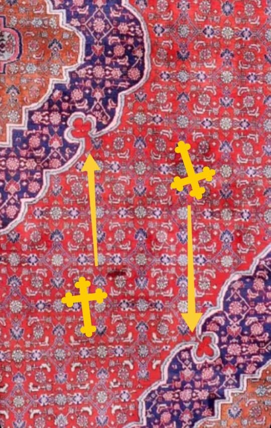 Persian Bidjar Rug — Mahi Field & Golden Gol Farang Border | 8'7" × 11'10"