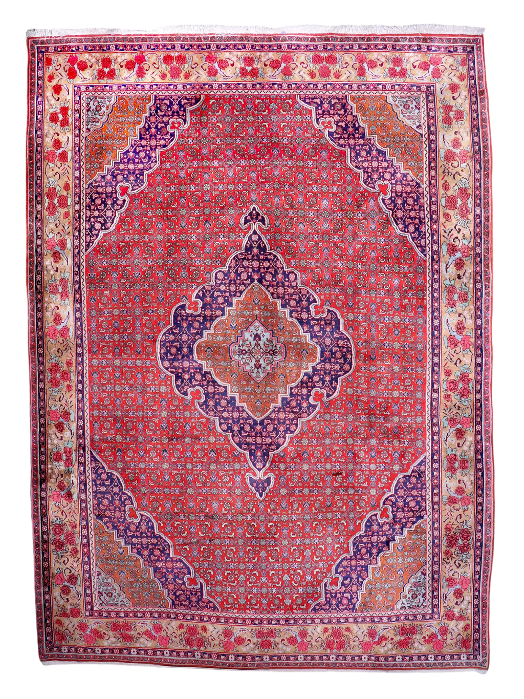 Persian Bidjar Rug — Mahi Field & Golden Gol Farang Border | 8'7" × 11'10"