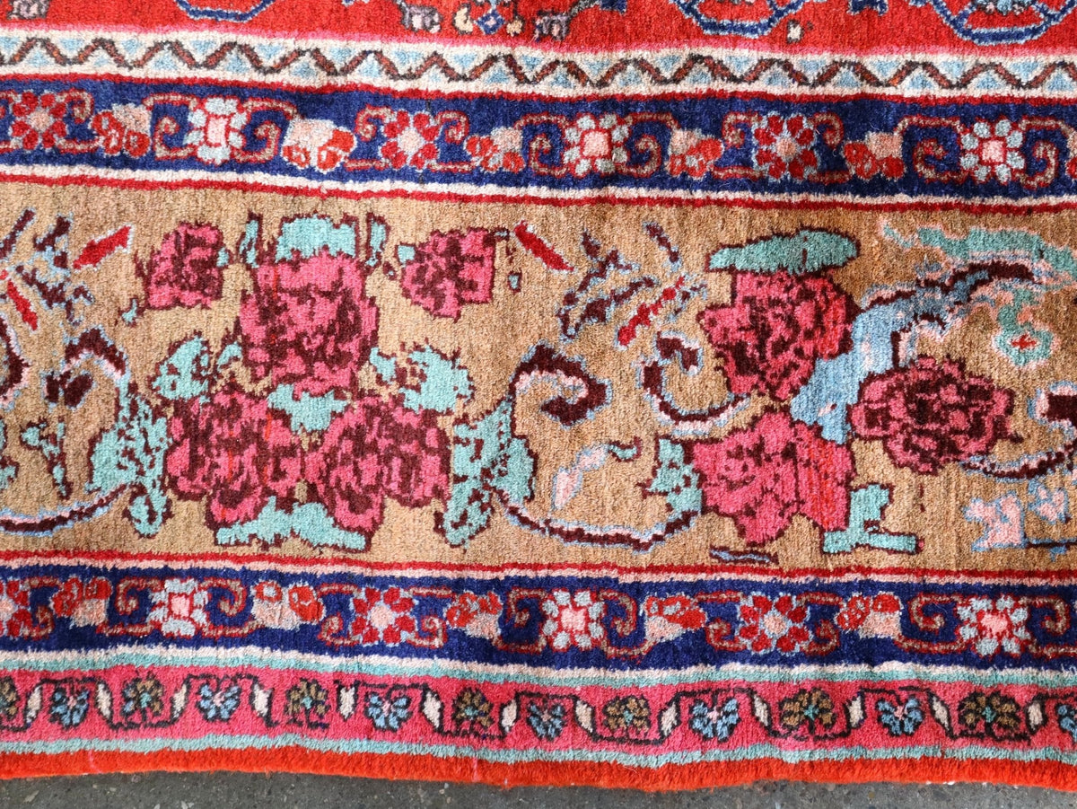 Persian Bidjar Rug — Mahi Field & Golden Gol Farang Border | 8'7" × 11'10"