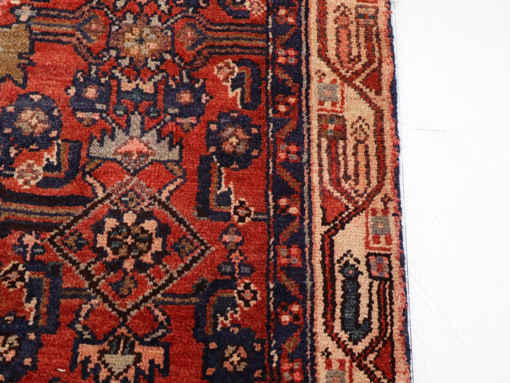 Persian Hosseinabad Runner — Brick Red & Olive Medallions | 3'2" × 12'6"