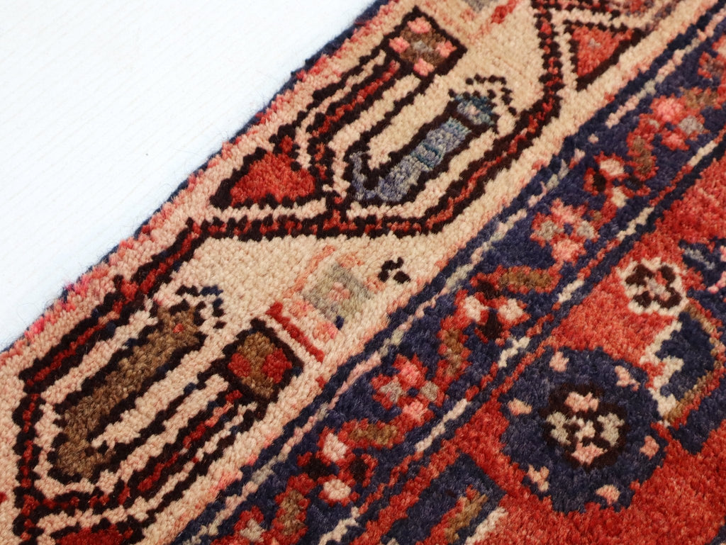 Persian Hosseinabad Runner — Brick Red & Olive Medallions | 3'2" × 12'6"