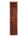 Persian Hosseinabad Runner — Brick Red & Olive Medallions | 3'2" × 12'6"