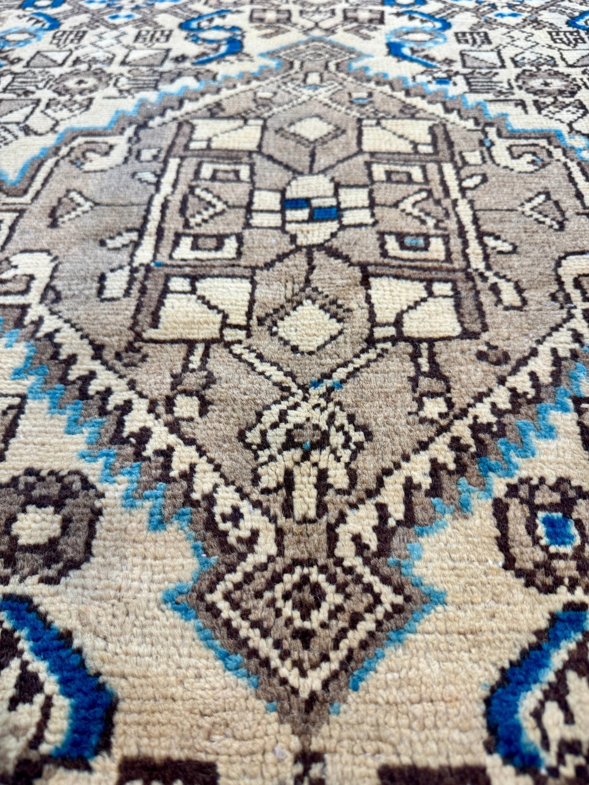 Persian Hosseinabad Runner — Ivory & Walnut Herati | 3'8" × 10'2"